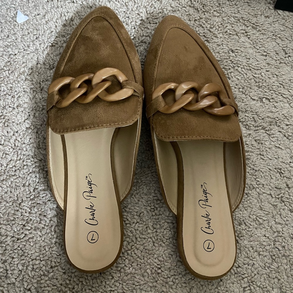 Angela buckle slide mules 7 camel. Never worn